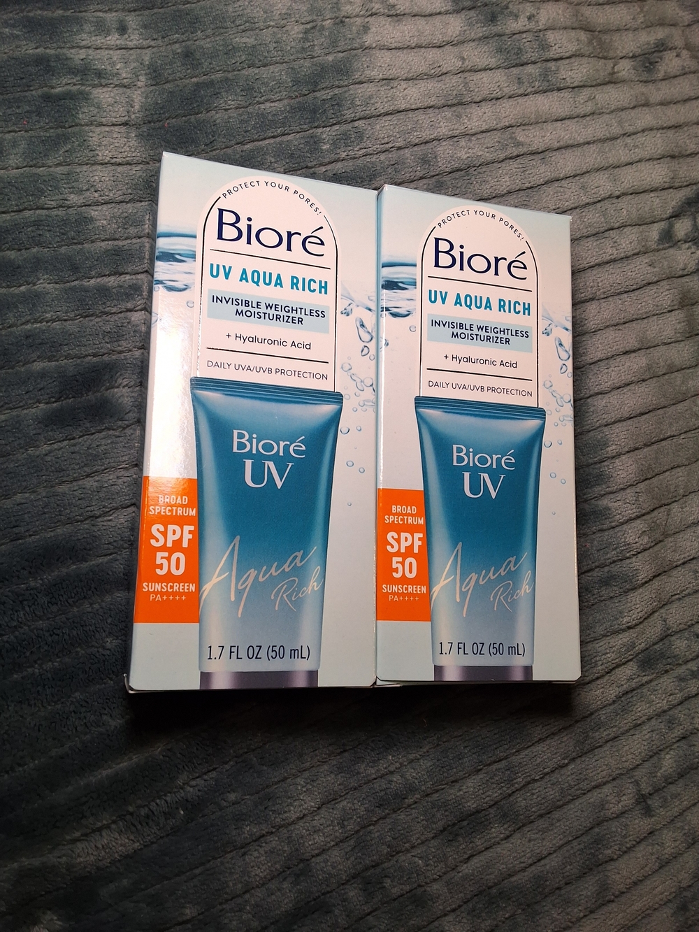 Lot of 3 Biore UV Aqua Rich SPF 50 Invisible Weightless Moisturizer 1.7 oz